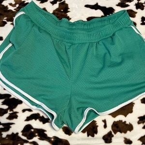Women's Green Mesh Athletic Shorts